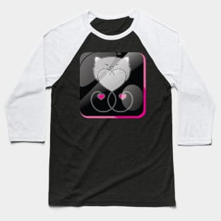 Shiny Cat Lover Button Baseball T-Shirt